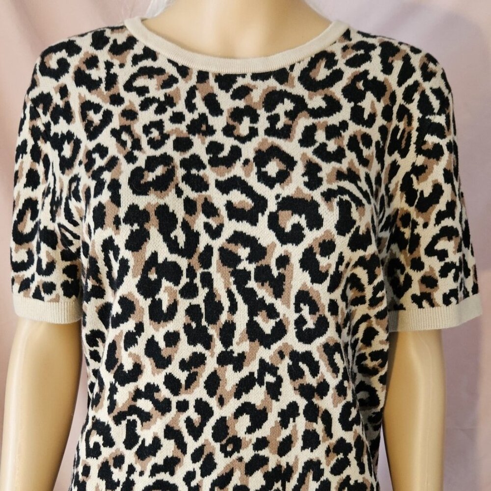 J Crew Leopard Short Sleeve Sweater
